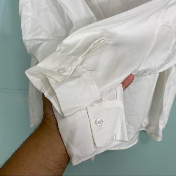 Reclaim The Hero Shirt Button Down White Solid Work Office Oversized Neutral‎ M - Picture 5 of 7